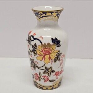 Vintage Spode Imari Floral And Bird Accent Gold Trim Bud Vase F1907-AO England